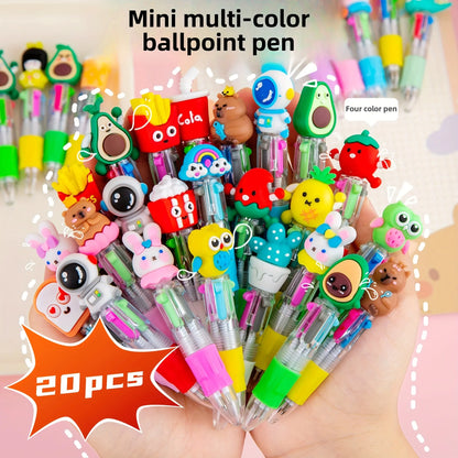 5-20Pcs/Lot Cute Cartoon 4 Color Mini Ballpoint Pen KawaiiUnicorn Flamingo Retractable Stationery Gift SchooOoffice Supplies Beauty World Shop