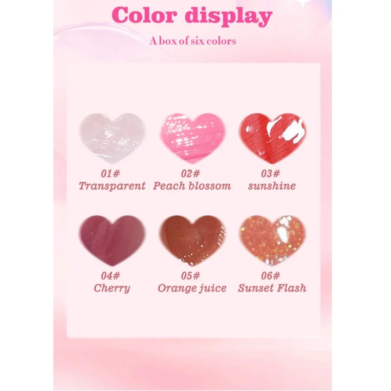 6 Pieces Glass Mirror Lip Gloss Set Hydrating Lightweight Lip Balm Glossy Shimmer Sheer Tint Peach Cherry Pink Beauty World Shop