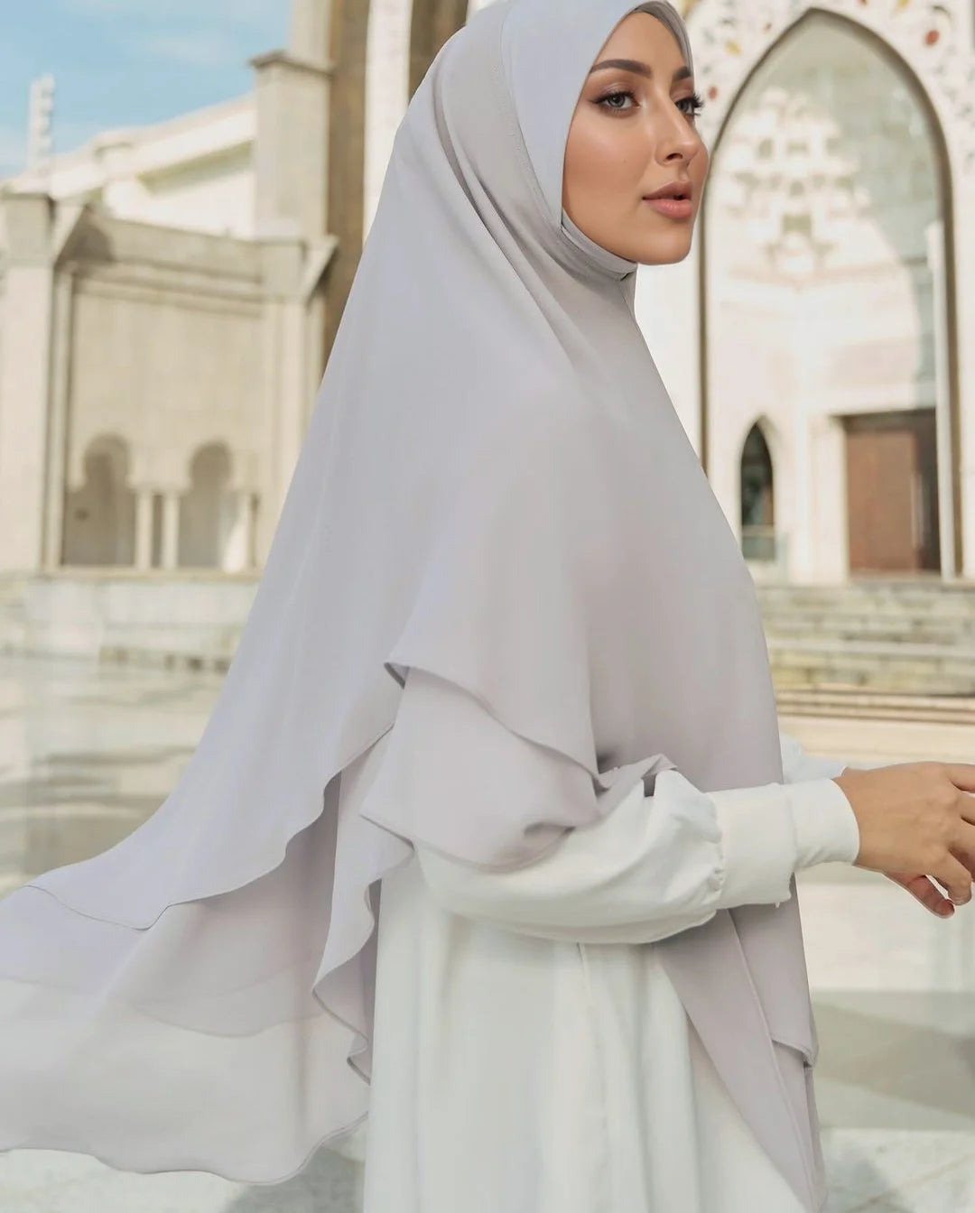 1pc Double layered Chiffon Ready to Wear Instant Hijabs Solid Headscarf Foulard Femme Musulman Shawl Wrap Bandana Beauty World Shop