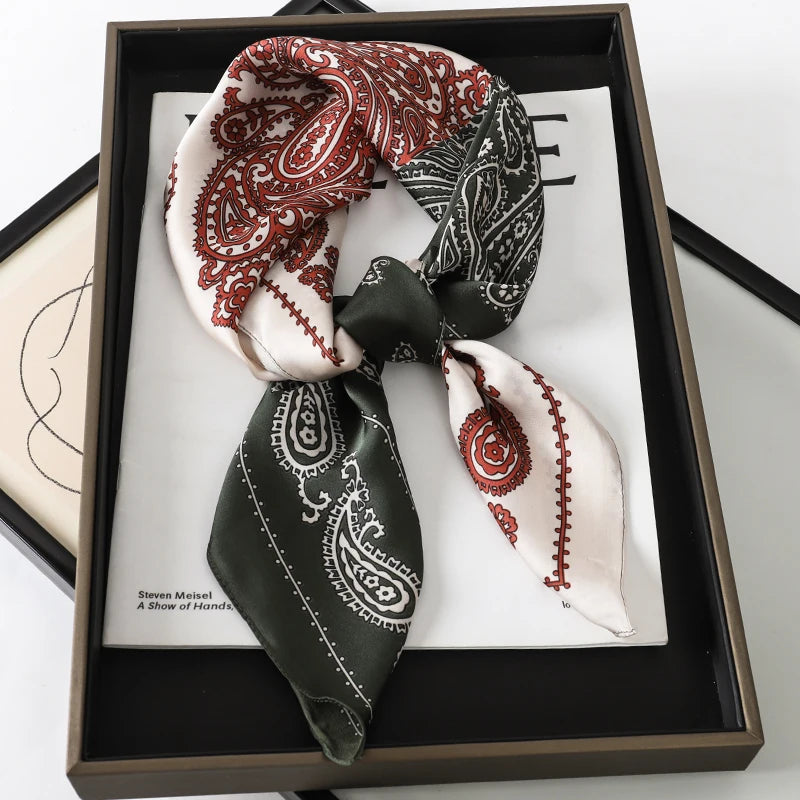60Colors Luxury Scarf Women 70*70Cm Silk Feel Square Hair Wrapping Foulard Satin Shawl Big Size Head Bandana Hijab Handkerchief Beauty World Shop