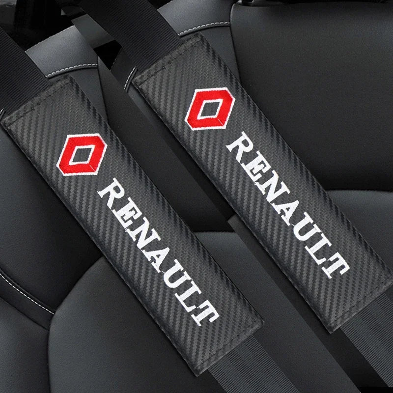 2PCS Carbon fiber Cotton Car Safety Belt Shoulder Cover seat belt pad for Renault koleos duster megane 2 logan clio Car Styling Beauty World Shop