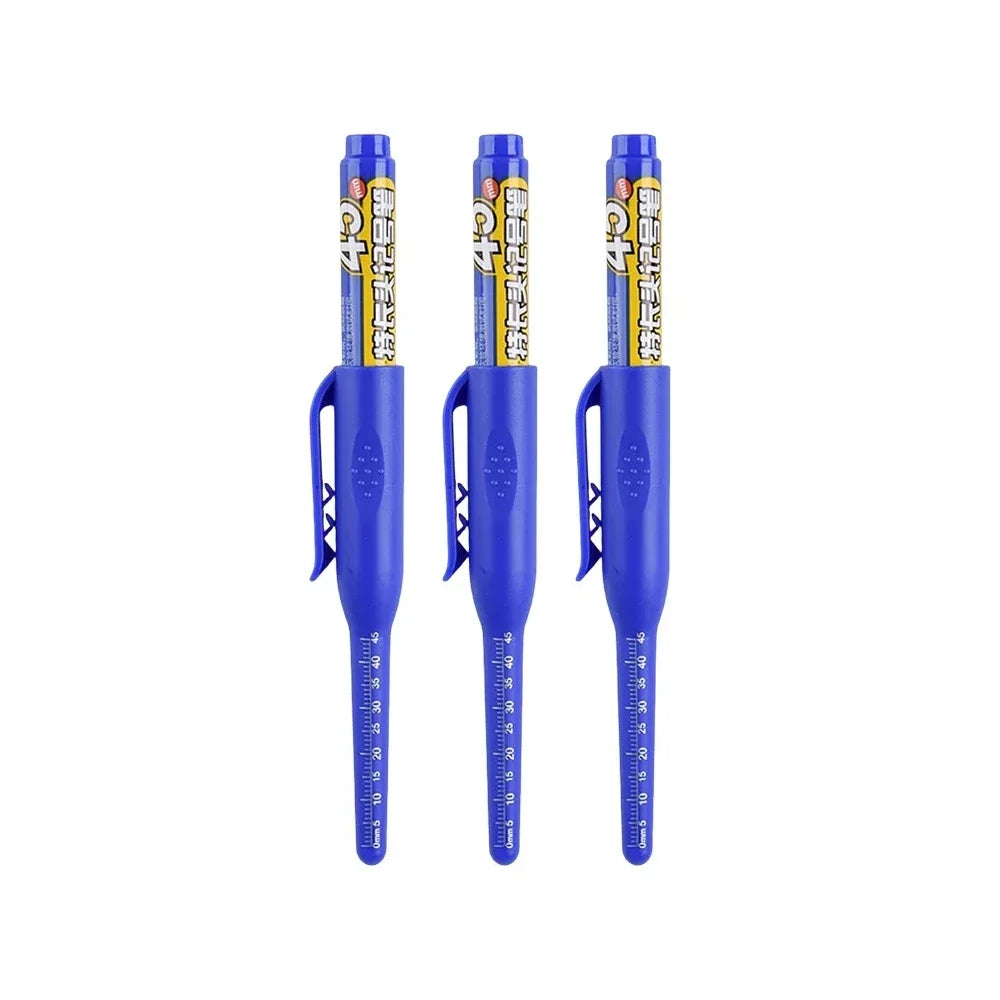 45mm Waterproof Deep Hole Marker Pens Long Nib Head Carpenter Pen Black/Blue/Red Ink for Multi-Purpose Woodworking Hand Tools Beauty World Shop