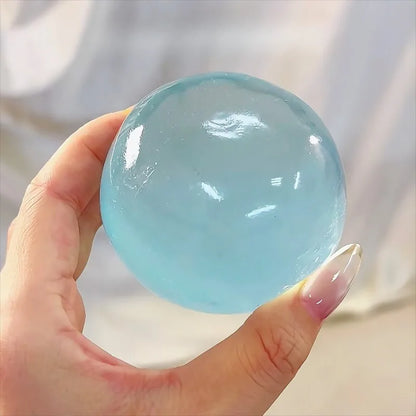 Blue Maltose Squishy Toy Cute Mochi Anti Stress Fidget Toy Soft Simulated Bule Transparent Ball Quick-rebound Decompression Toy Beauty World Shop