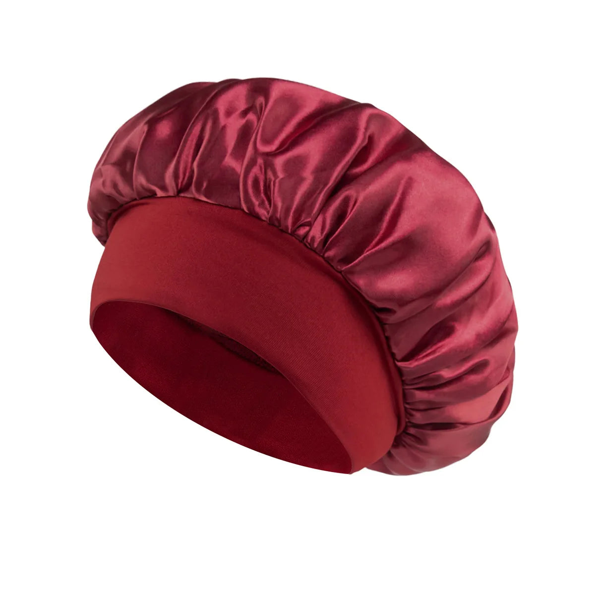 1PC Women's Satin Solid Bonnets Wide-brimmed Night Sleeping Bathing Hat Unisex Head Wrap Elastic Band Cap Hair Care Bonnet. Beauty World Shop