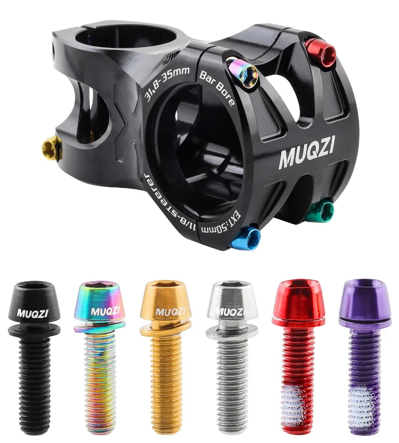 MUQZI 6pcs Stem Bolts M5x17mm Bicycle Handlebar Stem Screw With Washer MTB Road Bike Stem Riser Screw Beauty World Shop