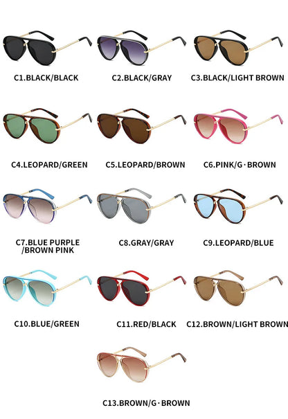 Trendy Oversized Pilot Sunglasses Women Men Vintage Retro Classic Designer Sun Glasses UV400 Protection Fashion Ladies Shades Beauty World Shop
