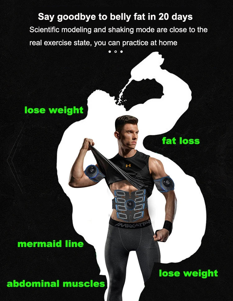 USB Rechargeable Abdominal Muscle Trainer Portable Abdominal Muscle Massager Electronic Training Belt Exercise Fitness Equipment Beauty World Shop