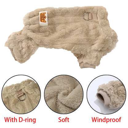 Soft Dog Clothes For Winter Warm Puppy Jumpsuit With D-ring Flannel Fleece Pets Sweater For Small Medium Dogs Yorkshire Pug Coat