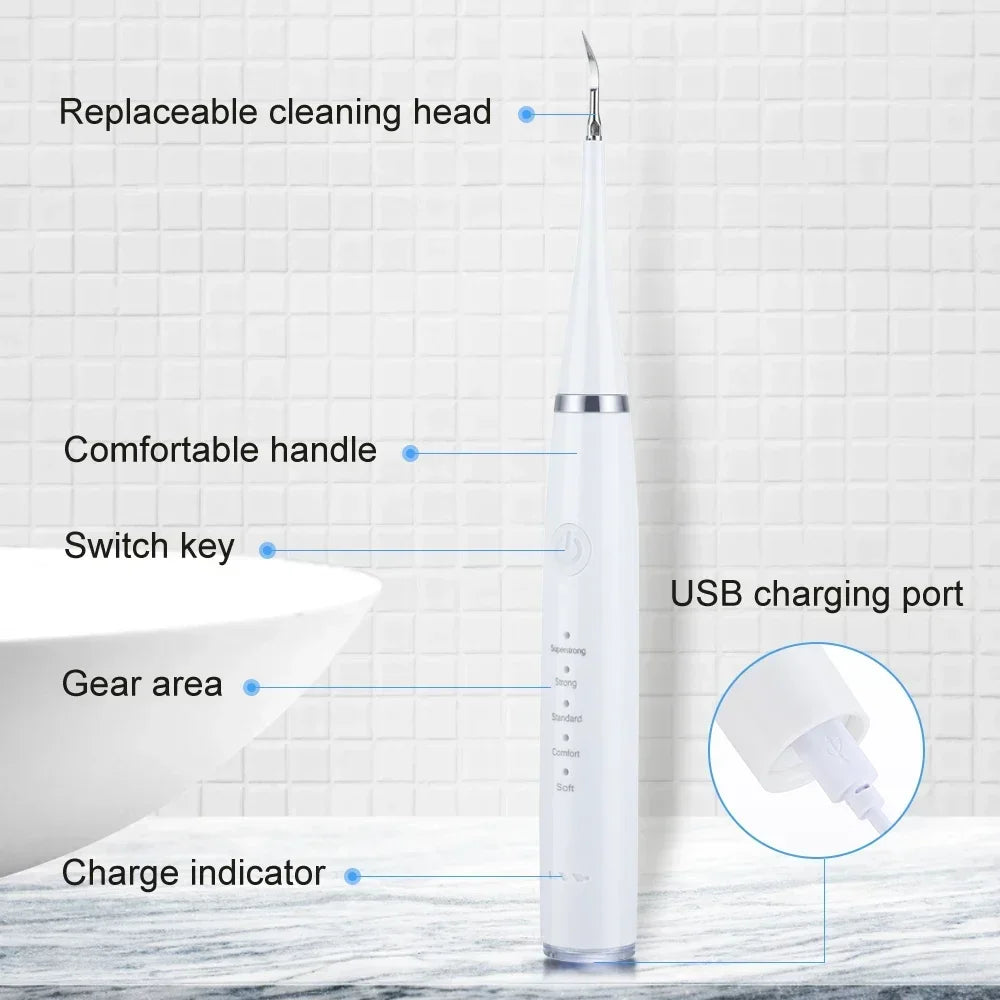 Ultrasonic scaler for teeth cleaning tartar removal plaque removal rechargeable teeth whitening oral care and dental cleaner Beauty World Shop