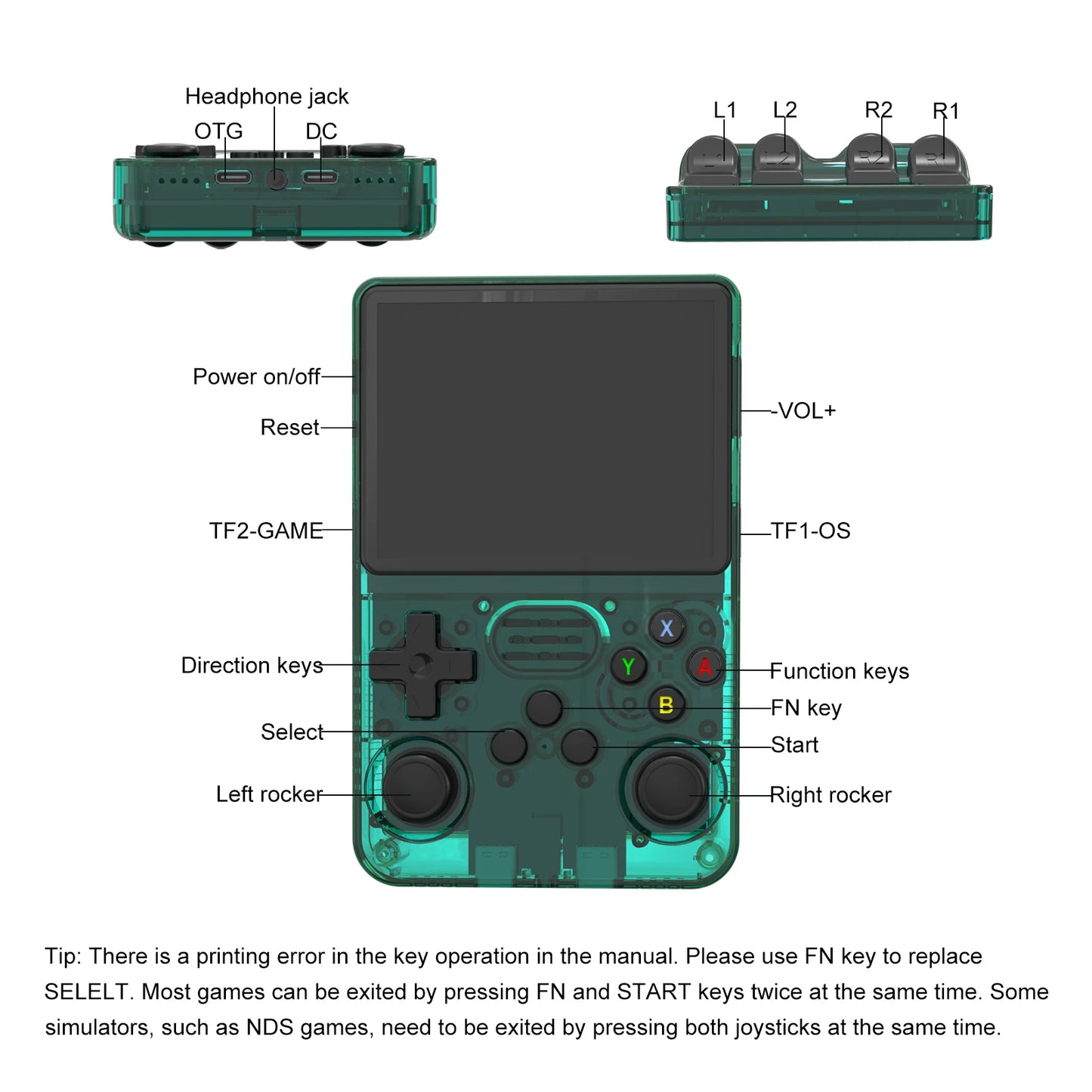 GAMINJA R36S Handheld Game Console 3.5Inch IPS 640x480 Screen Built in 64GB Memory Classic Games Portable Handheld Game Console Beauty World Shop