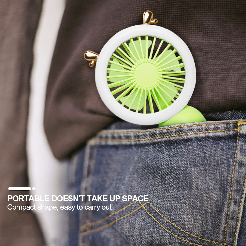 USB Handheld Mini Fan Foldable Portable Neck Hanging Fans 3 Speed USB Rechargeable Fan With LED Small Night Light Summer Gifts