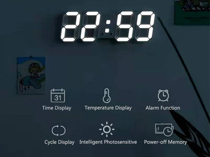 3D LED Digital Clock Wall Decoration Glow Night Mode Decoration for Bedroom Adjustable Electronic Watch Room Decor Aesthetics Beauty World Shop