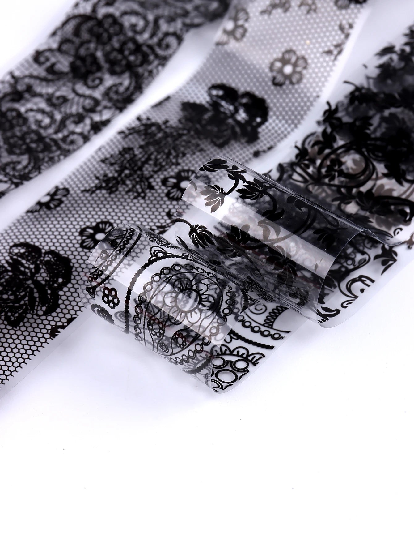 10 Sheets Lace Nail Foil White & Black Nail Stickers Design Transfer Foils Starry Sky Paper Nail Art Foil Decals for Nails Salon Beauty World Shop