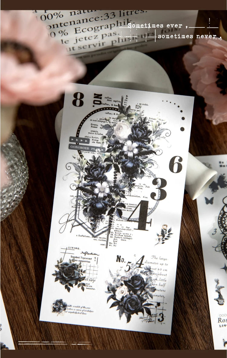 Journal GO 6pcs Flower Shadow Decorative Sticker Fresh Plant Flowers Collage Scrapbooking Label Diy Diary Journal Planner Label Beauty World Shop