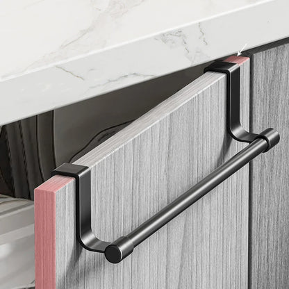 Towel Rod Steel Metal Wire Over Cabinet Towel Rack Storage Organizer Bathroom Door Hanging Towel Rack Punch-free Rag Hanger Beauty World Shop