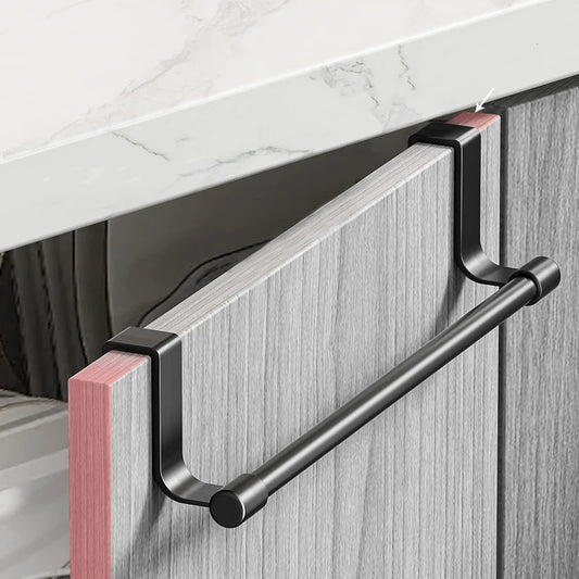 Towel Rod Steel Metal Wire Over Cabinet Towel Rack Storage Organizer Bathroom Door Hanging Towel Rack Punch-free Rag Hanger Beauty World Shop