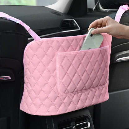 PU Leather Car Middle Seat Storage Net Large Capacity Leather Bag Seat Back Storage Bag Car Chair Back Supplies Storage Goods Ha Beauty World Shop