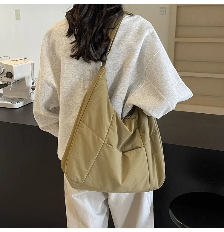 Trendy Women's Soft Cloth Shoulder Bag Solid Color Student 2026 Spring Y2k Casual Style Big Handbags Crossbody Bags for Women Beauty World Shop