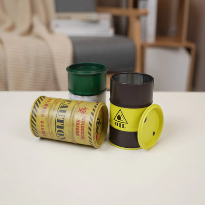 Chemistry Oil Drum Model Iron Mini Oil Drum Model War Games Scene Model Storage Box Desktop Decoration Car Model for Boys Gifts Beauty World Shop