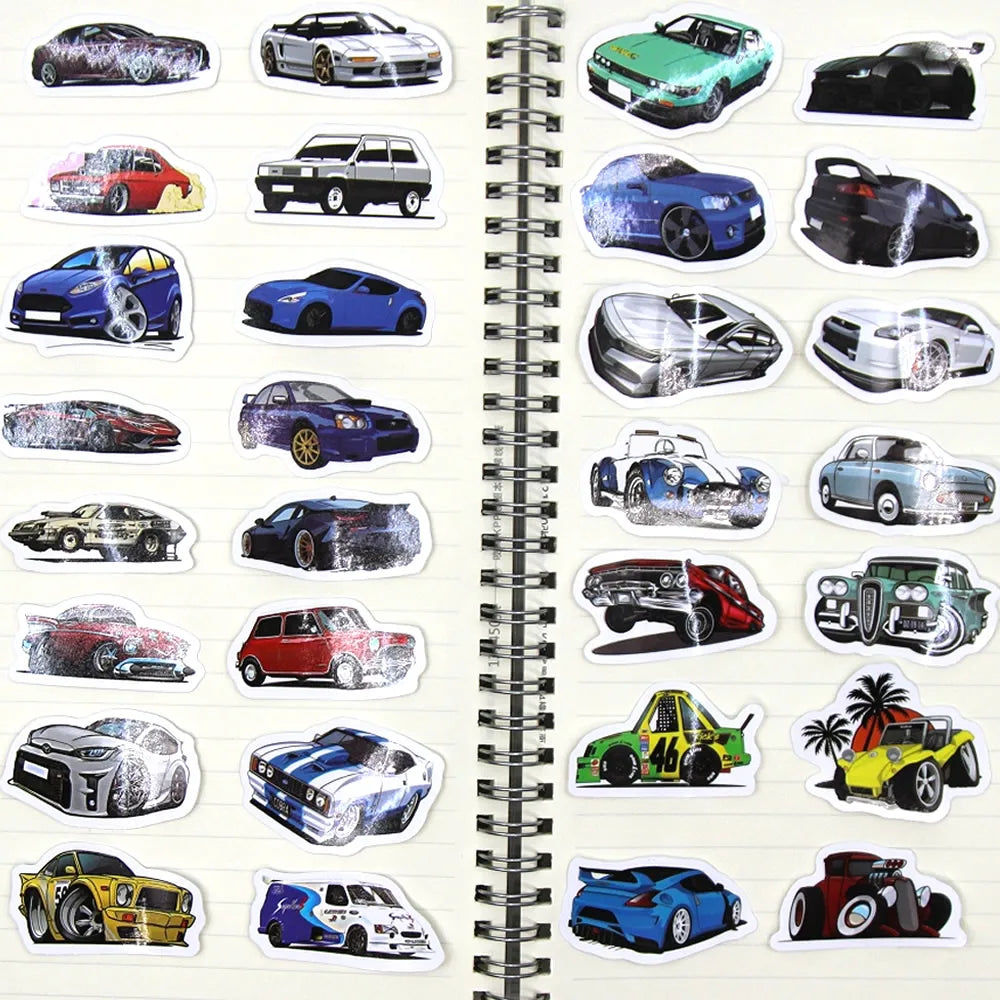 10/50/100 Pcs Retrofit Racing Car Graffiti Stickers Laptop Guitar Luggage Bike Skateboard Waterproof Sticker Decal Kid Toy Beauty World Shop
