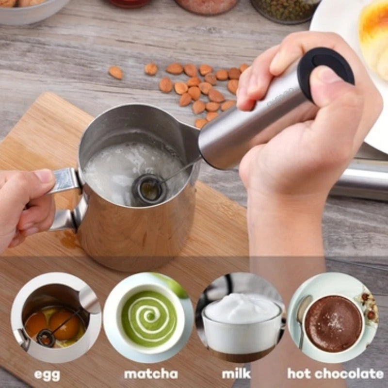 Rechargeable Stainless Steel Milk Frother 2 Speeds for Latte Cappuccino Espresso Home And Barista Use Beauty World Shop