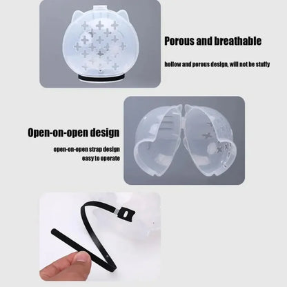 1Set Cat Muzzle Pet Grooming Cover Accessory Cat Anti Bite Anti Licking Space Hood Breathable Helmet with 4 Silicone Paw Shoes Beauty World Shop