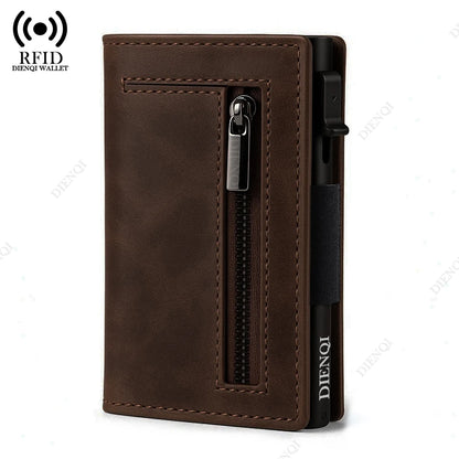 Anti-theft Credit Card Holder Men Wallets Rfid Blocking Aluminum Leather Pop Up Minimalist Wallet Cardholder Wallets for Men Beauty World Shop