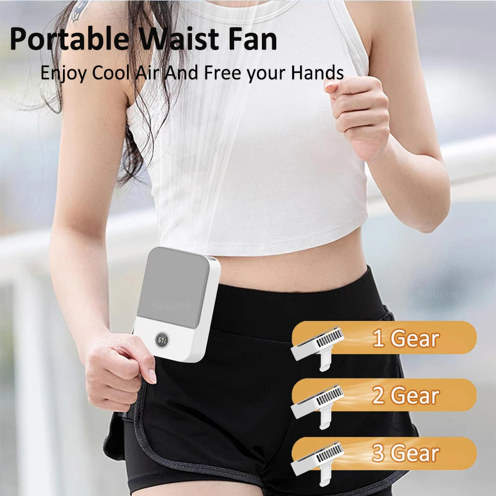 Waist Fan Portable Outdoor Mini Hanging Neck Fan 3 Gear Strong Wind Bladeless Waist Neck Fan Air Cooler USB Fan 2000Mah Beauty World Shop