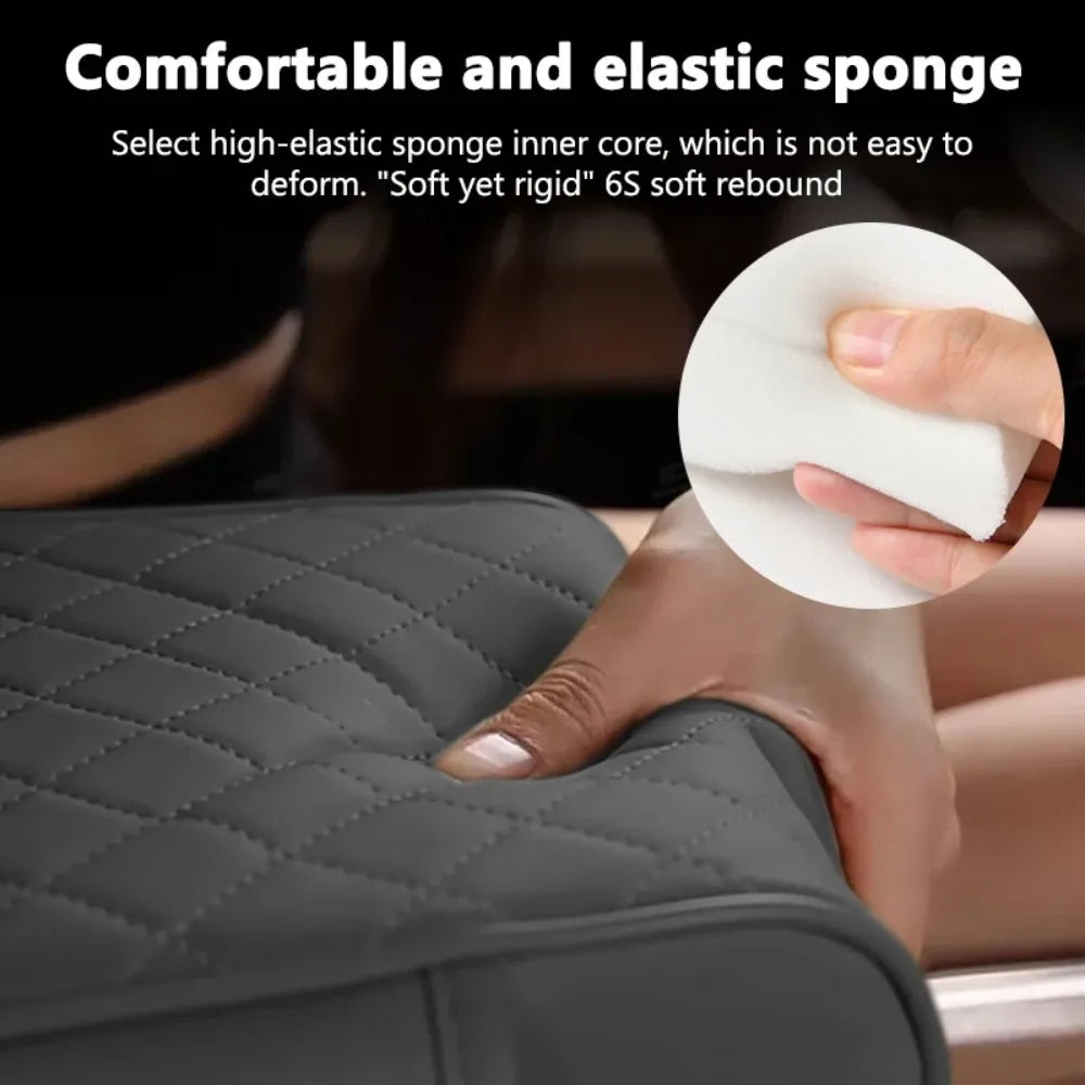 Auto Center Console Armrest Cushion With 2 Cup Holder PU Leather Armrest Pad Portable Car Amrest Pillow Cover Height Pad Beauty World Shop