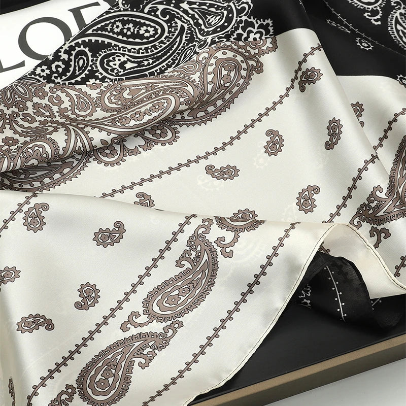 70x70cm Women Silk Scarf Small Satin Square Print Wrap Foulard Femme Handkerchief Bandana Neck Hair Skinny Tie Scarves Shawls Beauty World Shop