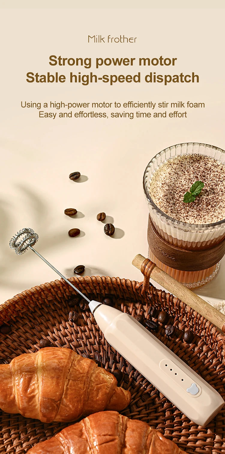 MINI Coffee Frother USB Rechargeable 3 Speeds Foam Maker Coffee Milk Mixer Electric Handle Blender Egg Beater Hot Cooking Tools Beauty World Shop