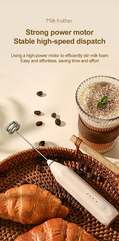 MINI Coffee Frother USB Rechargeable 3 Speeds Foam Maker Coffee Milk Mixer Electric Handle Blender Egg Beater Hot Cooking Tools Beauty World Shop