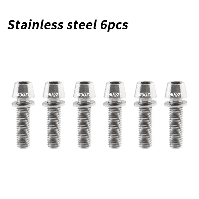 MUQZI 6pcs Stem Bolts M5x17mm Bicycle Handlebar Stem Screw With Washer MTB Road Bike Stem Riser Screw Beauty World Shop