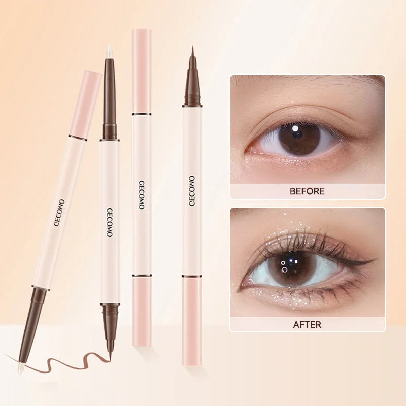 GECOMO 3D star eye double head silkworm pen, keep makeup lasting, waterproof and not easy to stain, brighten Beauty Trend Shop