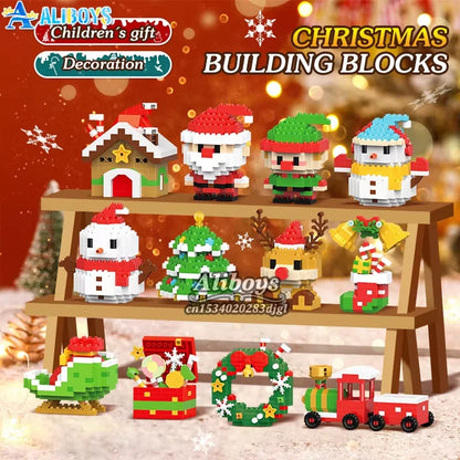 Christmas Building Block Santa Claus Snowman Elk Tree Micro Brick Puzzle Assembly Model Home Decoration Xmas Party Gift Kid Toy Beauty World Shop