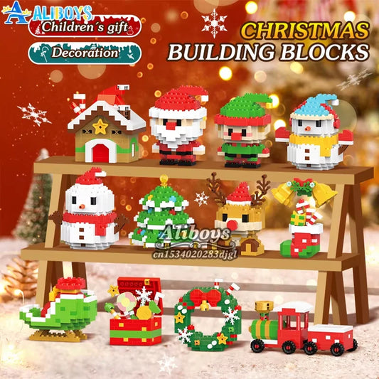 Christmas Building Block Santa Claus Snowman Elk Tree Micro Brick Puzzle Assembly Model Home Decoration Xmas Party Gift Kid Toy Beauty World Shop