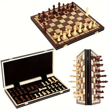 44cm/ 17.3inWooden folding chess set felt game board inside store adult gift family game board Beauty World Shop