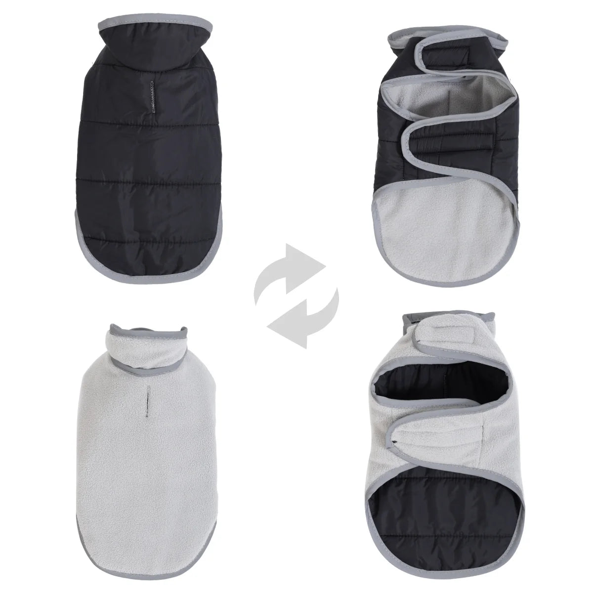 Reversible Dog Coat For Winter Fleece Warm Puppy Jacket With Leash Hole Waterproof Pets Jacket For Small Medium Dogs Chihuahua