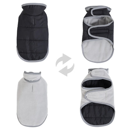 Reversible Dog Coat For Winter Fleece Warm Puppy Jacket With Leash Hole Waterproof Pets Jacket For Small Medium Dogs Chihuahua