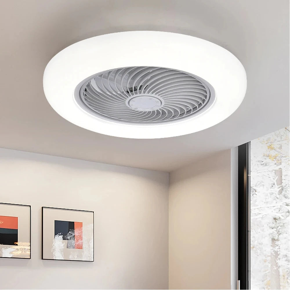 Smart Ceiling Fan Fans With Lights Remote Control Bedroom Decor Ventilator Lamp 52cm Air Invisible Blades Silent Beauty World Shop