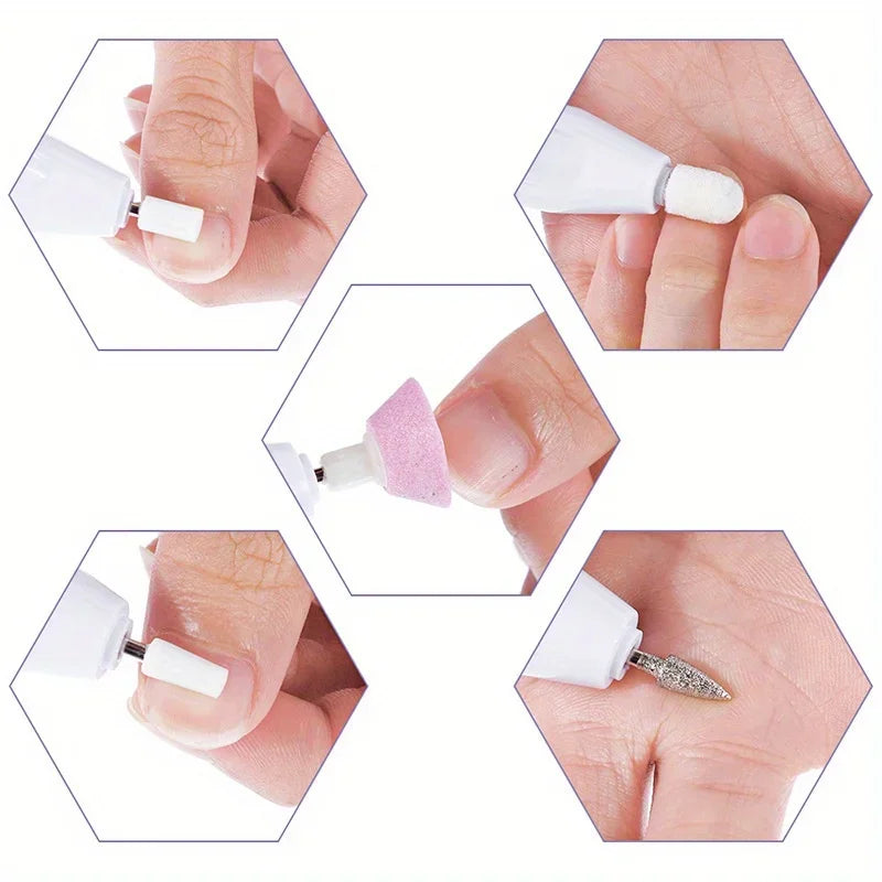 Professional 6-in-1 Electric Nail Drill Set - Nail File Pen for Filing, Polishing & Exfoliating