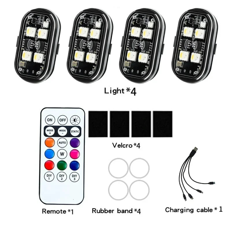 Wireless Light Aircraft Airplane Helicopter Warning Lights RGB Led Strobe lights Motorcycle Lights LED Flash with USB Charging Beauty World Shop
