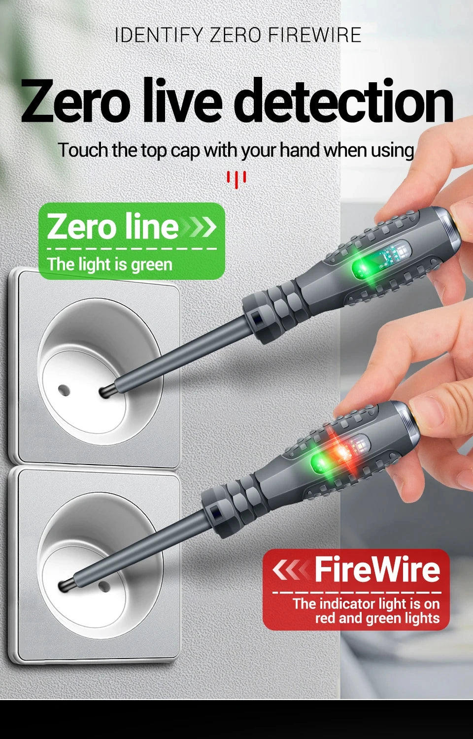 Multifunctional Electrician Test Screwdriver AC Non-contact Induction Test Pen Voltage Tester 70-600V Red Green Induction Lights Beauty World Shop