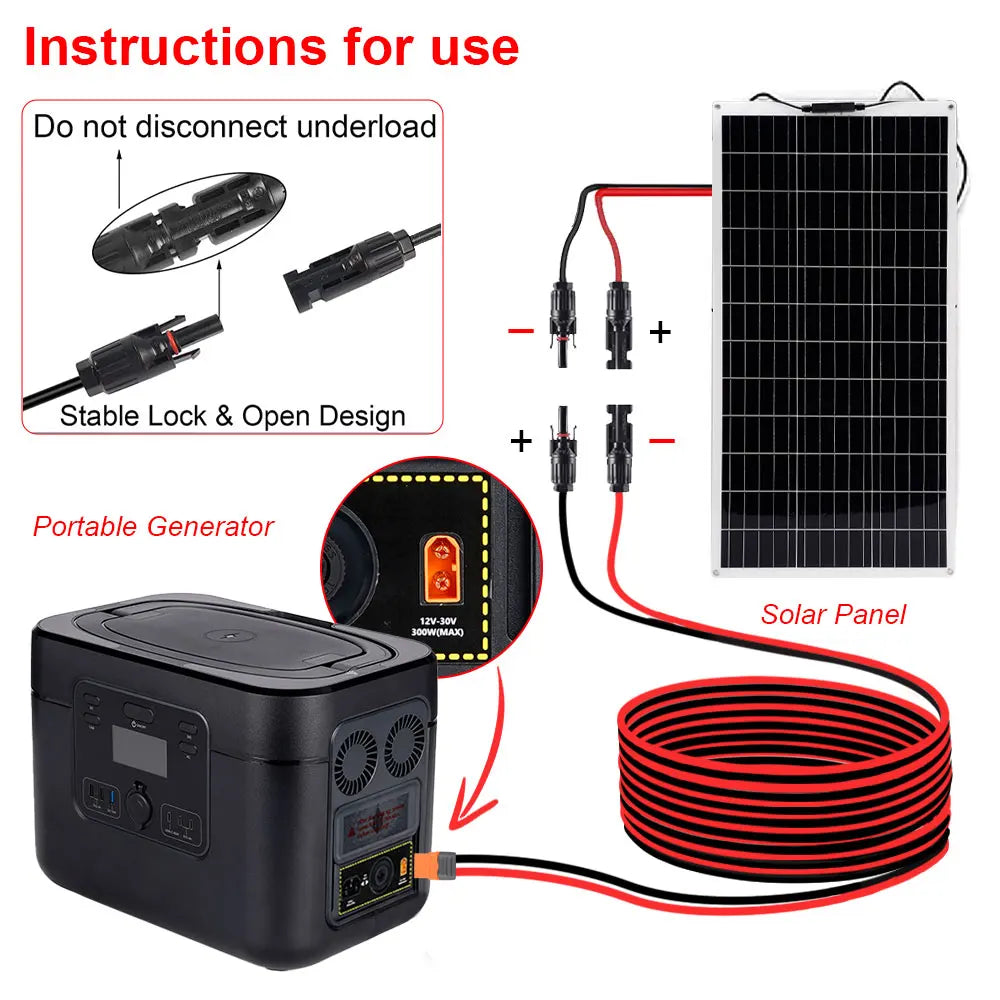 1/2/3M Solar Connector to XT60I- F Adapter 12AWG CableConnect Solar Panel Charge Cable for Solar Generator Portable Power Statio Beauty World Shop