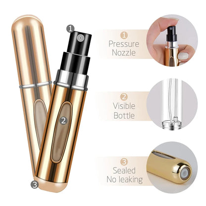 1/4Pcs 5ml Perfume Atomizer Portable Liquid Container for Cosmetics Traveling Mini Aluminum Spray Empty Refillable Bottle Beauty World Shop