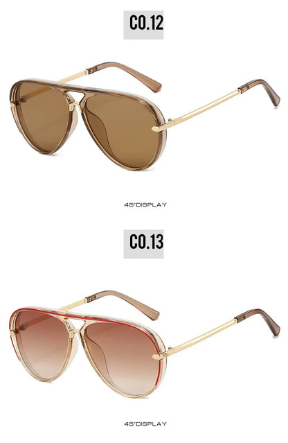Trendy Oversized Pilot Sunglasses Women Men Vintage Retro Classic Designer Sun Glasses UV400 Protection Fashion Ladies Shades Beauty World Shop