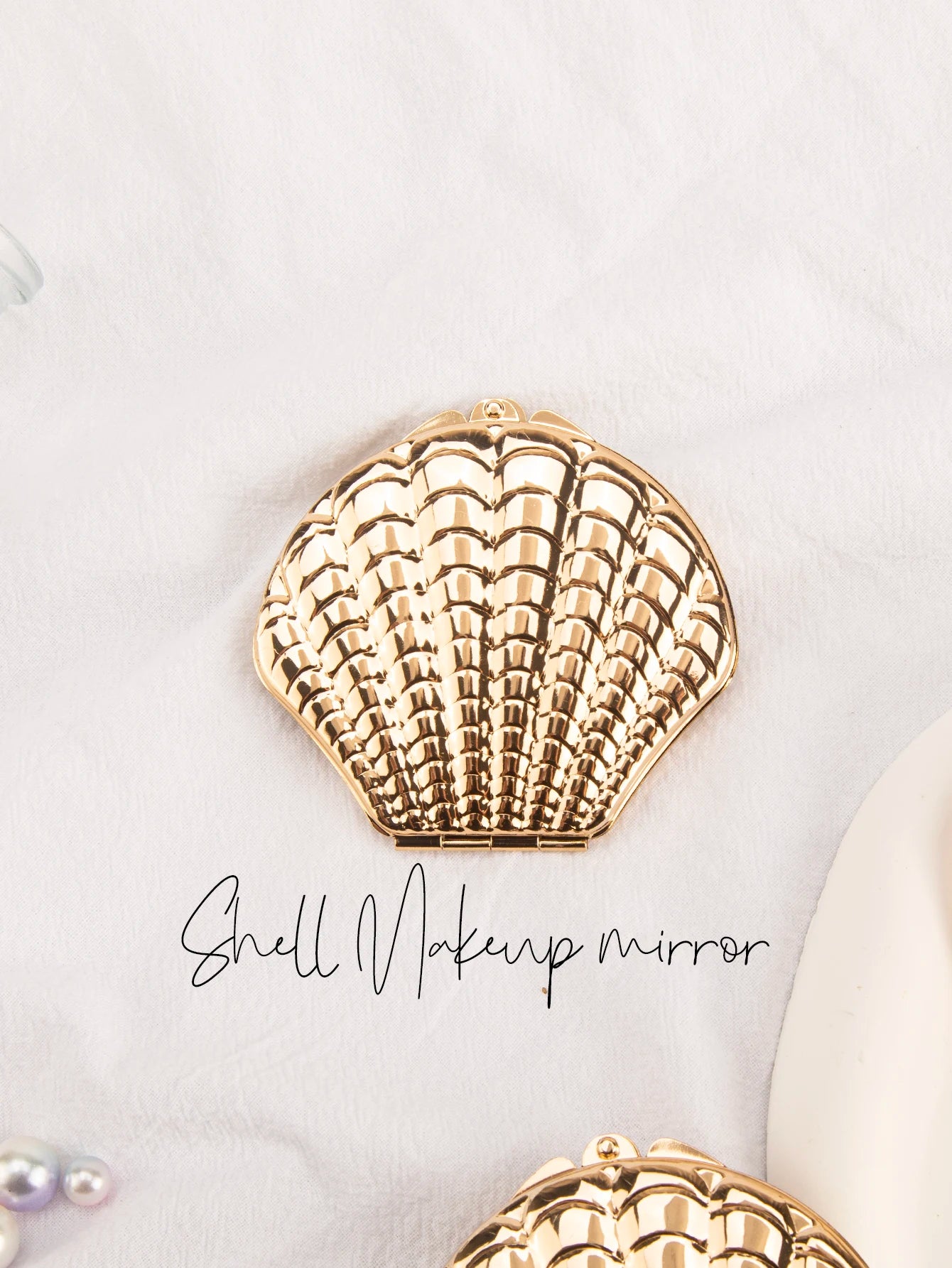 1PC Golden Shell Double Sided Makeup Mirror Exquisite Portable For Girlfriend Mum Wife Teacher Sister Auntie Birthday Party Holi Beauty World Shop