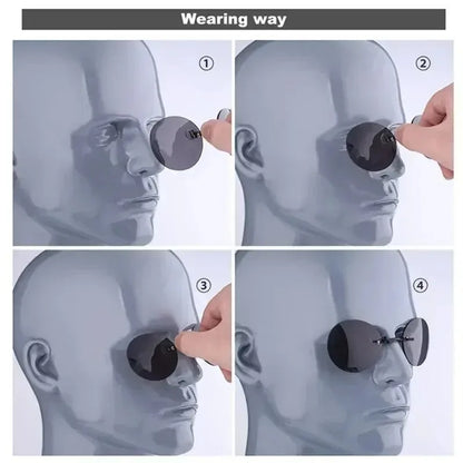  VIEWRING1-2PCS Clip On Nose Glasses Round Rimless Matrix Morpheus Sunglasses Mini Frameless Vintage Men Eyeglasses Beauty World Shop