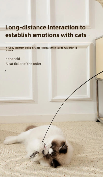 Extended telescopic cat stick Cat Toys 1.8m Scratch Resistant Pet Accessories Telescopic Fishing Rod with Feather for Active Cat