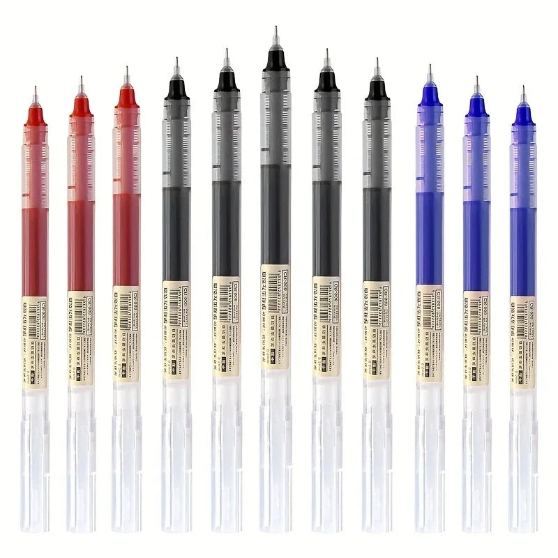 10Pcs High Quality Needle Type Gel Pen Straight Liquid Ballpoint Pens Perfect Kawaii Stationery for School/Office Writing Supply Beauty World Shop